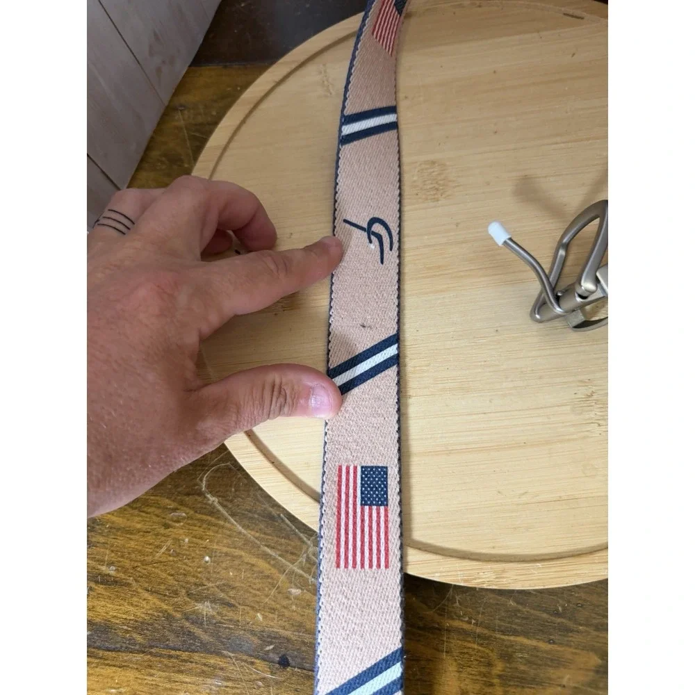 Doc Murphy 2 in 1 Belt Mens XL American Flag Light Blue Stripe Canvas Golf 39-46